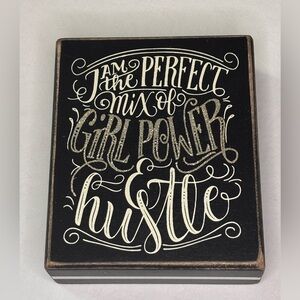 Joy Kelley Black and White Gold Motivational Wooden Art Cube Plaque